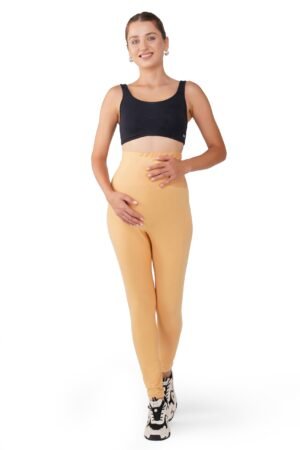 Comfortable Maternity Leggings for Women - Gold Beige