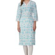 1.1 Blue - Kurti With V Neck P1D1