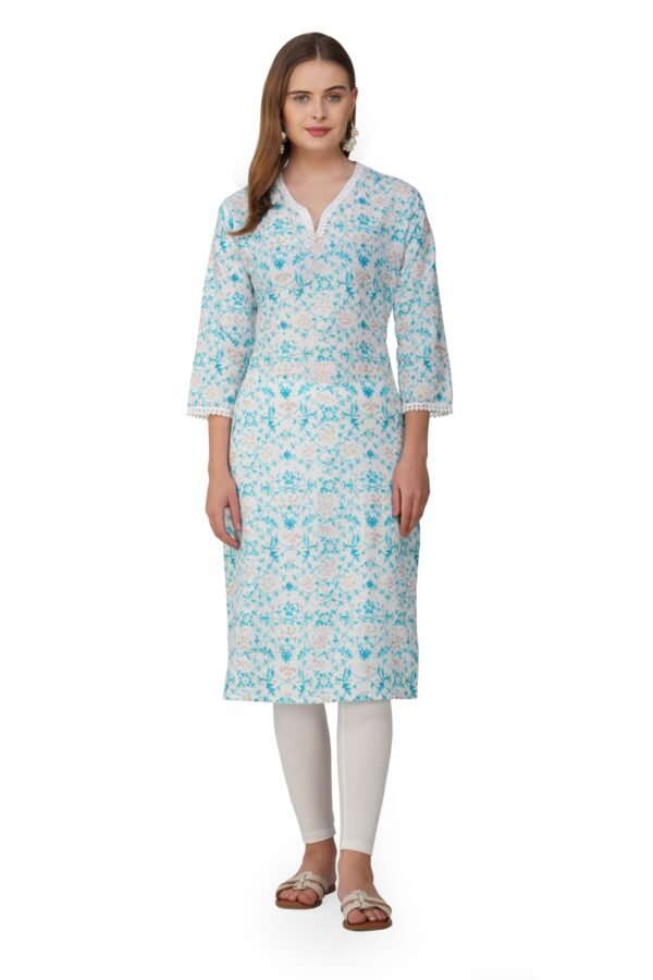 1.1 Blue - Kurti With V Neck P1D1