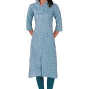 1.1 Dark Cyan Blue - Kurti With Collar P4