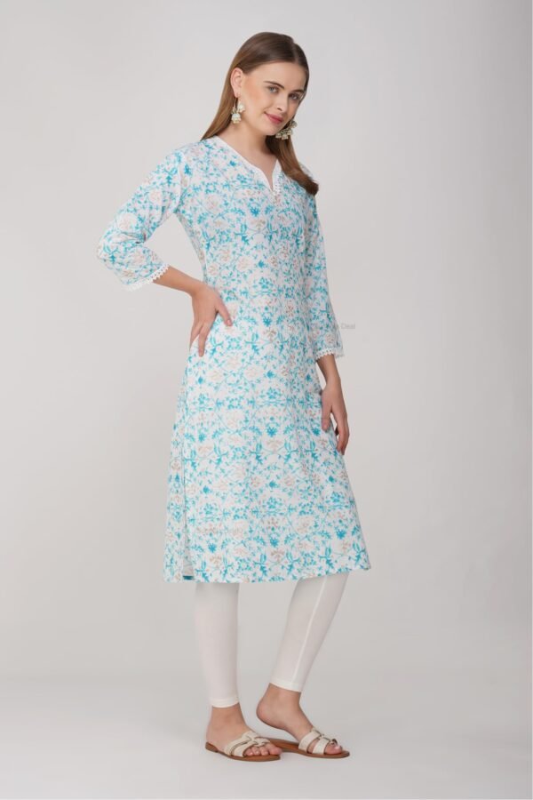 1.2 Blue - Kurti With V Neck P1D1