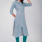 1.2 Dark Cyan Blue - Kurti With Collar P4