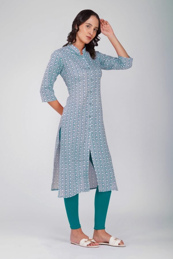 1.2 Dark Cyan Blue - Kurti With Collar P4