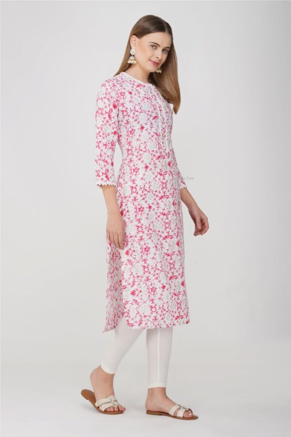 1.2 Pink - Kurti With Round Neck P1D1