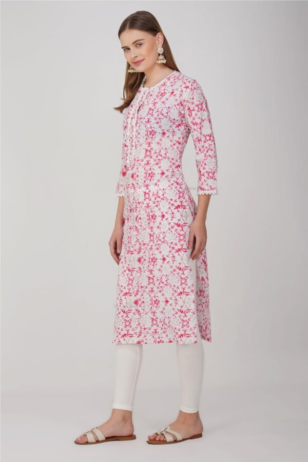 1.3 Pink - Kurti With Round Neck P1D1