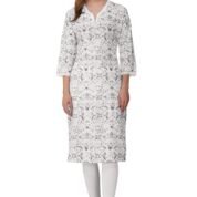 2.1 Grey - Kurti With V Neck P1D1