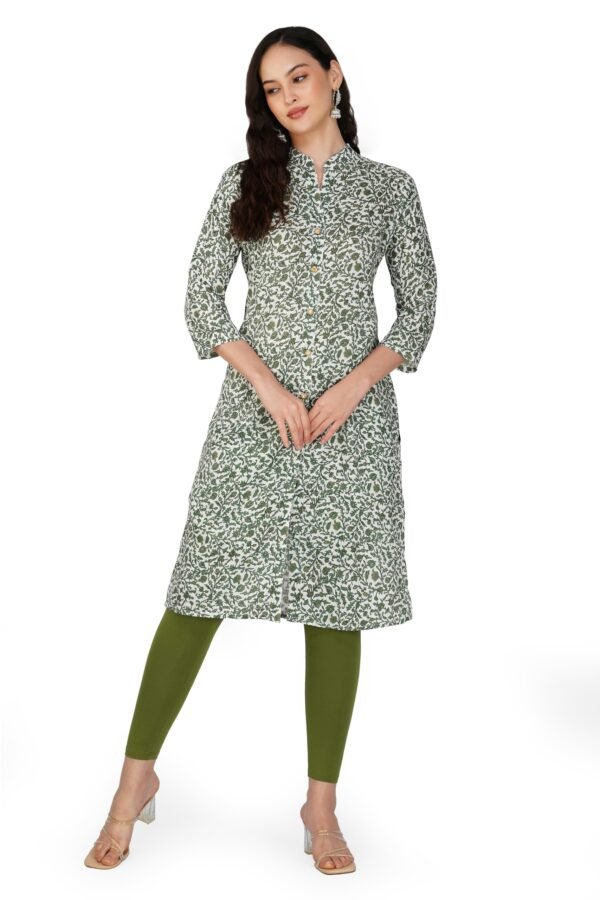 2.1 Olive Green - Kurti With Collar P1