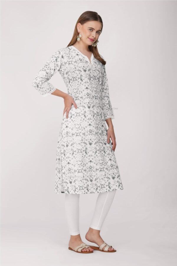 2.2 Grey - Kurti With V Neck P1D1