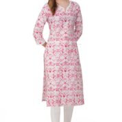 3.1 Pink - Kurti With V Neck P1D1