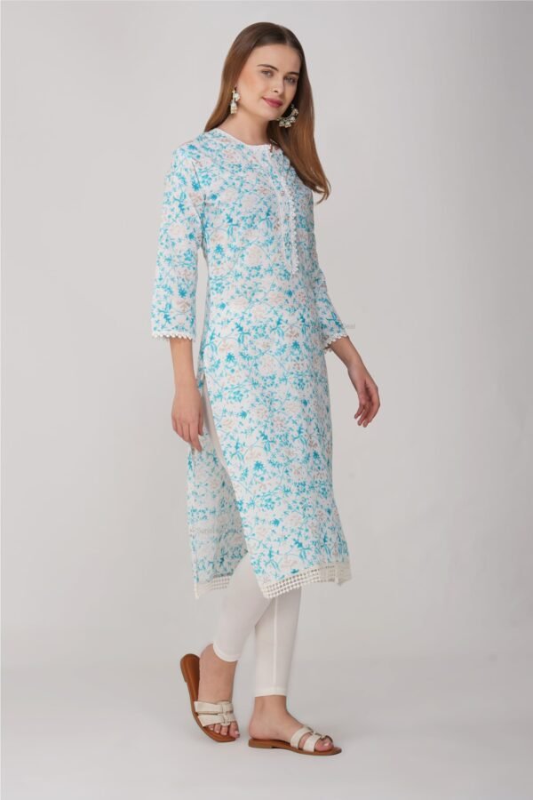 3.2 Blue - Kurti With Round Neck P1D1