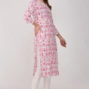 3.2 Pink - Kurti With V Neck P1D1