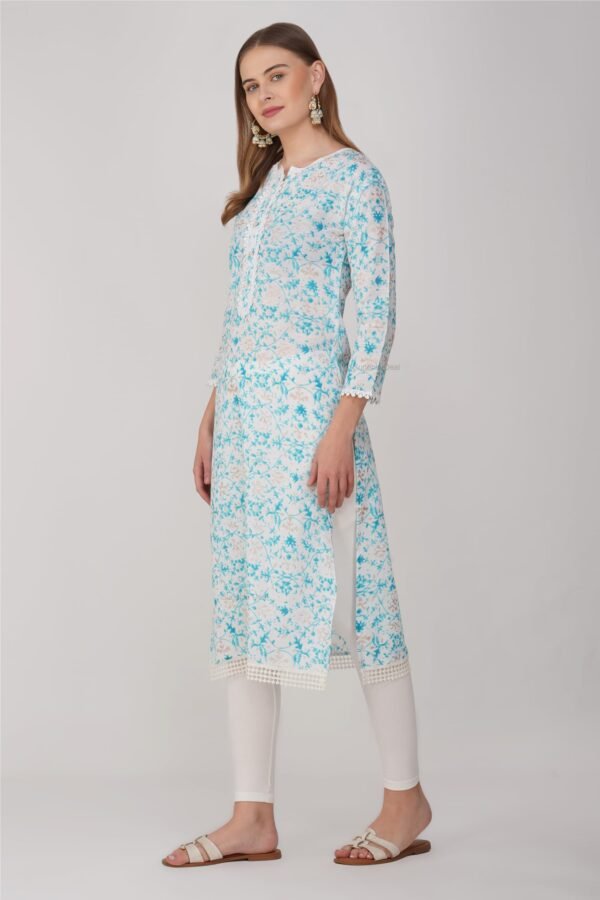 3.3 Blue - Kurti With Round Neck P1D1