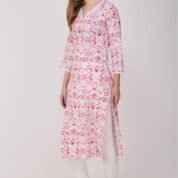 3.3 Pink - Kurti With V Neck P1D1