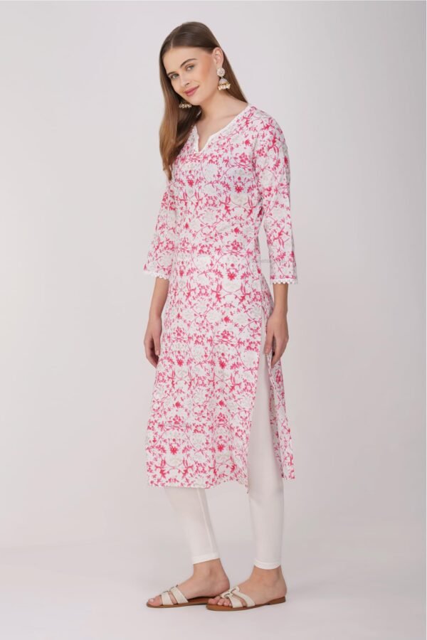 3.3 Pink - Kurti With V Neck P1D1