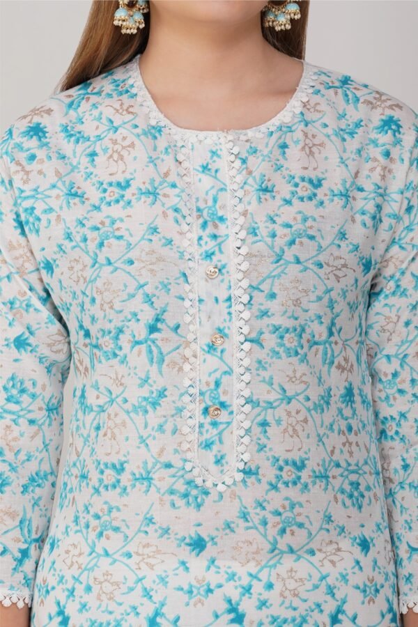3.5 Blue - Kurti With Round Neck P1D1