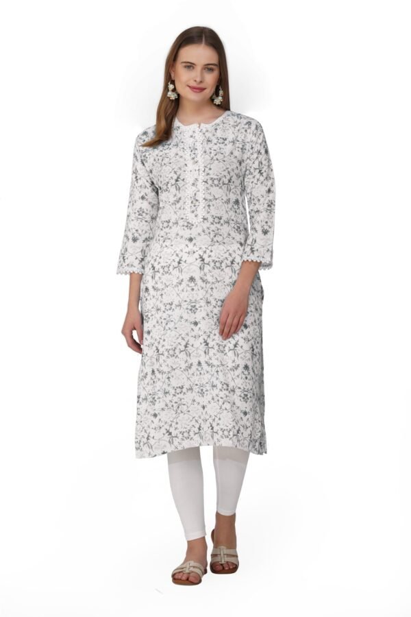 4.1 Grey - Kurti With Round Neck P1D1