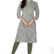 4.1 Olive Grey - Kurti With Collar P1