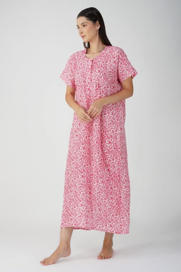 4.2 Pink - Zipper Closure Nighty D1